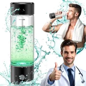 MOVOVA Upgrade Hydrogen Water Bottle, 3Min 2200PPB Rapid Hydrogen Water Generator -SPE PEM Tech, 14OZ Portable Hydro Water Machine, Health Care Gifts for Husband, Wife, Family, Friends, Travel