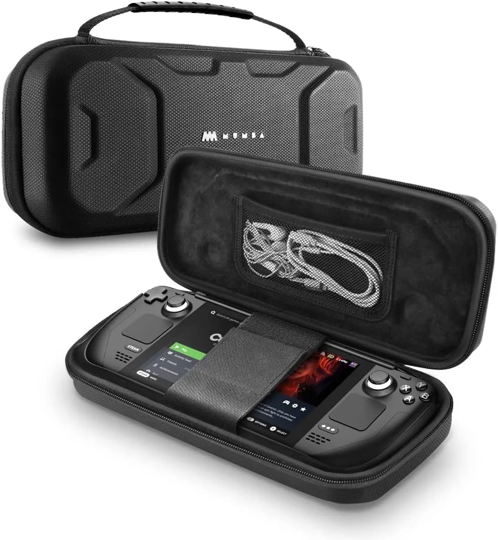 Mumba Carrying Case Compatible with Steam Deck 2022, Protective EVA Hard Shell and Waterproof Surface, Portable Travel Carry Handbag Pouch for Steam Deck Console & Accessories[Large Capacity](Black)
