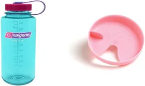 Nalgene Sustain Tritan BPA-Free Water Bottle Made with Material Derived From 50% Plastic Waste, 32 OZ, Wide Mouth, Surfer & Easy Sipper (Pink, 1-Quart)