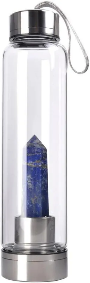 Natural Energy Blue Crystal Glass Water Bottle Healing Soothing Home Yoga Meditation Exercise Drinking Water Kettles Quartz Gemstone Gift For Women