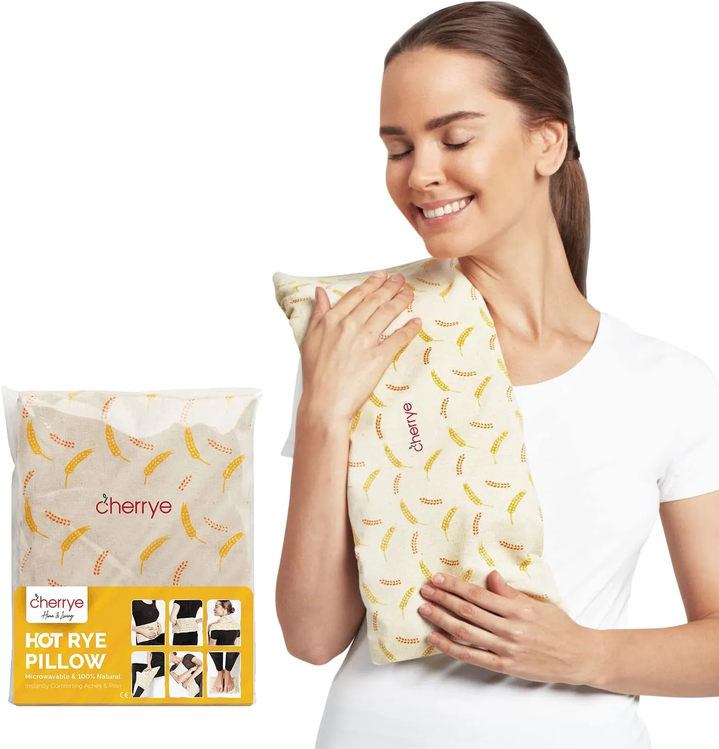 Natural Relaxation Neck and Shoulder Pillow Rye Pillow (Safe and Natural Alternative to Hot Water Bottle)
