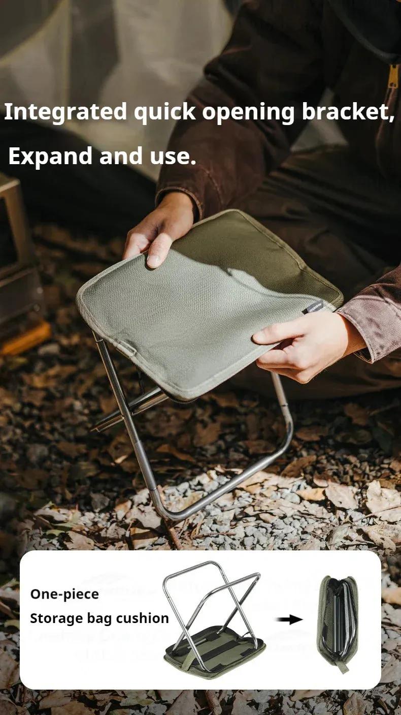 Naturehike Ultralight Folding Stool Portable Mini Chair 7075 Aluminum Alloy Fishing Outdoor Camping Chair 3CM Thick Cushion Seat Load 180kg