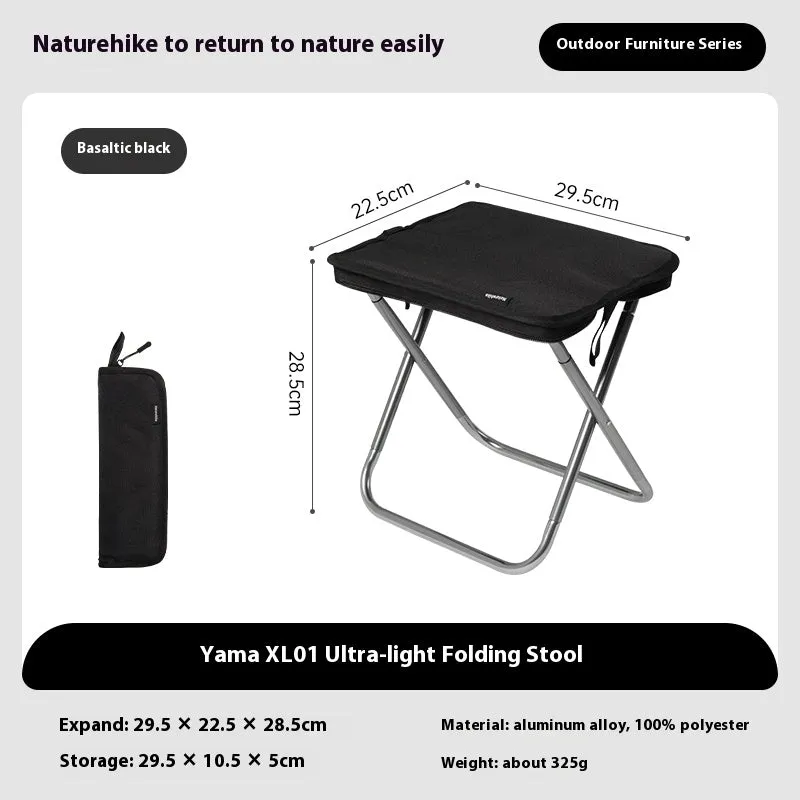 Naturehike Ultralight Folding Stool Portable Mini Chair 7075 Aluminum Alloy Fishing Outdoor Camping Chair 3CM Thick Cushion Seat Load 180kg