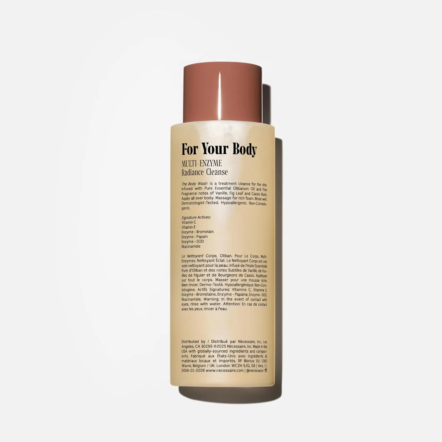 Nécessaire The Body Wash Olibanum. Natural Body Wash for Women   Men. Radiance Cleanse. Multi-Enzyme Gel Cleanser for Dull Skin. Notes of Vanilla, Fig Leaf, and Cassis Buds. 8.4 Fl Oz.