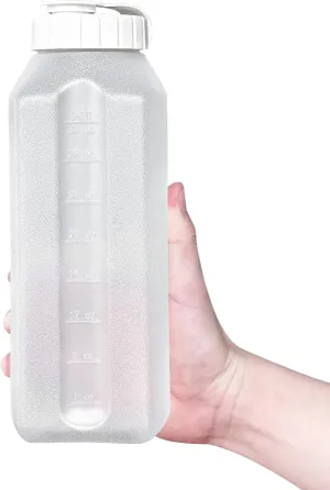 NEW 1-Quart (32 fl. oz) Water Bottle Refrigerator Shaker, Pitcher, Engraved Measurements, Mixer Bottle, Leak Resistance, Dishwasher Safe, BPA Free, with Easy-Pour Spout