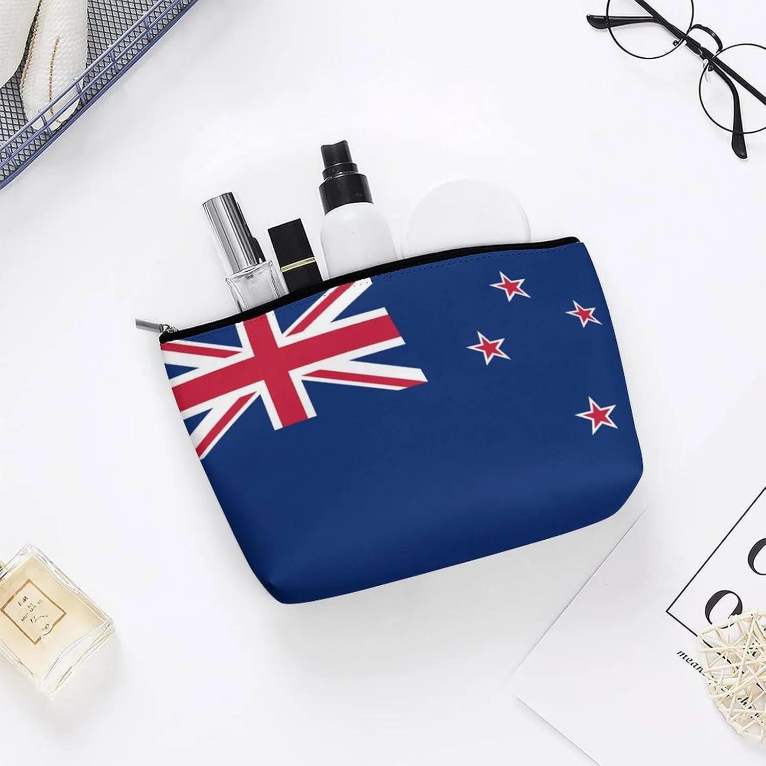 New Zealand Flag Portable Cosmetic Bag Travel Makeup Organizer for Purse