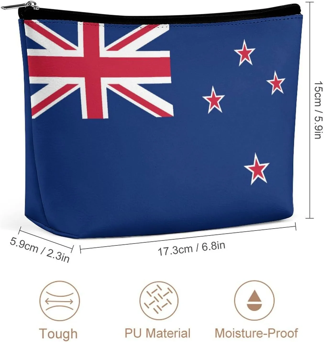 New Zealand Flag Portable Cosmetic Bag Travel Makeup Organizer for Purse