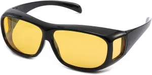 Night Vision Driving Glasses Wrap Around Anti Glare Sunglasses with Polarized Lens for Man and Women (yellow lens)