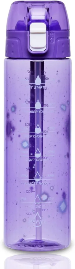 NOOFORMER 24oz / 32oz / 50oz Motivational Water Bottle with Time Marker & Straw- Water Tracker Bottle Leakproof BPA Free for Fitness Sports Outdoors and Office
