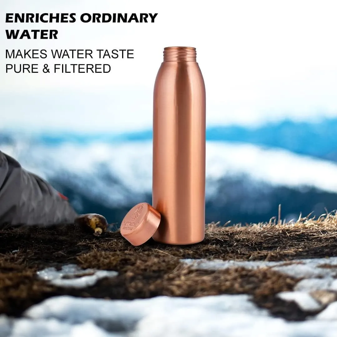 NORMAN JR, Copper Water Bottle 1L - Gift Box of 6, Plain, an Ayurvedic vessel made from pure copper - helps you drink more water, with many health benefits