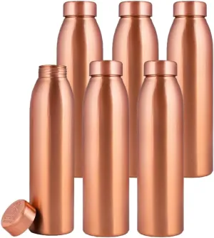 NORMAN JR, Copper Water Bottle 1L - Gift Box of 6, Plain, an Ayurvedic vessel made from pure copper - helps you drink more water, with many health benefits
