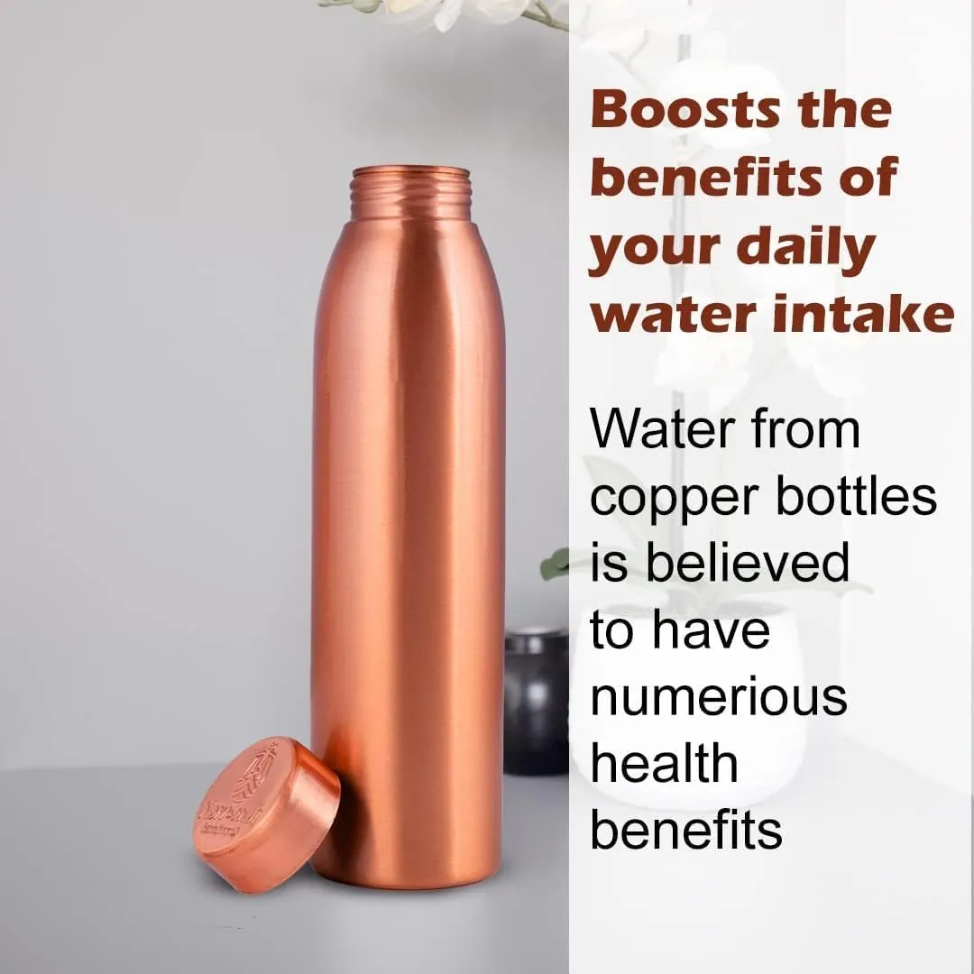NORMAN JR, Copper Water Bottle 1L - Gift Box of 6, Plain, an Ayurvedic vessel made from pure copper - helps you drink more water, with many health benefits