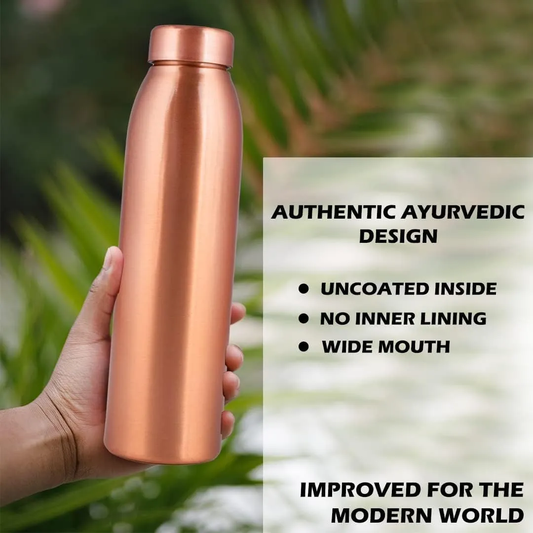 NORMAN JR, Copper Water Bottle 1L - Gift Box of 6, Plain, an Ayurvedic vessel made from pure copper - helps you drink more water, with many health benefits
