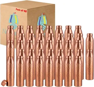 NORMAN JR, Hammered Copper Water Bottle 1L Extra Large - an Ayurvedic Pure Premium Copper Vessel- Drink More Water, Lower Sugar Intake and Enjoy The Health Benefits Immediately - Gift Pack of 48