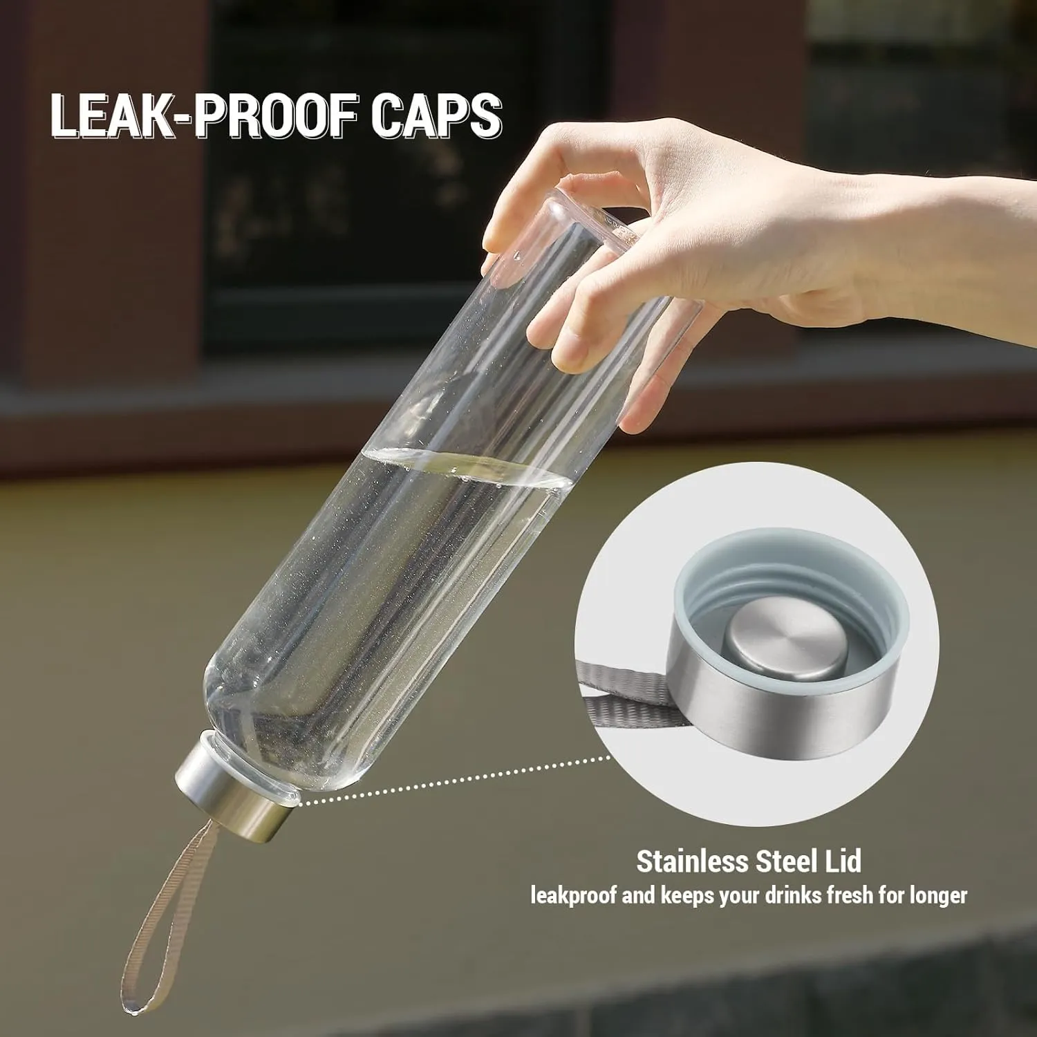 novelinks 27 OZ Plastic Water Bottles Reusable Water Bottles with Airtight Juice Bottle with Stainless Steel Lids for Eco-Friendly Travel Drinks and Beverages,8 Pack