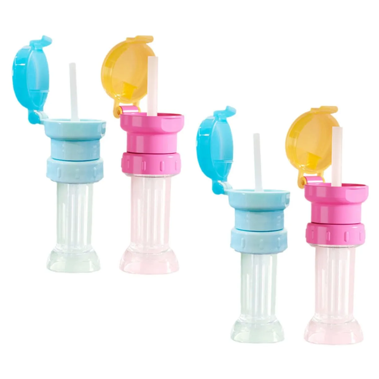 NUOBESTY 3sets 4 Pcs Water Bottle Adapter Caps with Straw Multi Functional Bottle Topper Safe Design Practical Easy to Clean 4pcs*3