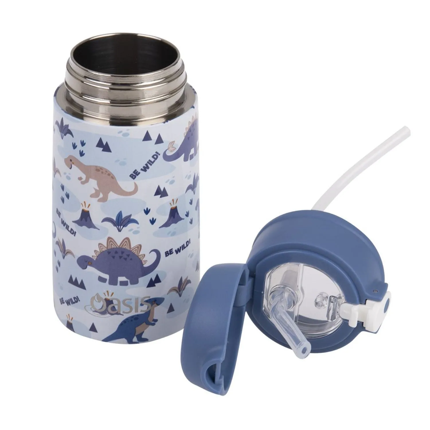 Oasis Kids' Water Bottle with Sipper Silicone Straw 400ML - Rainbow Unicorns