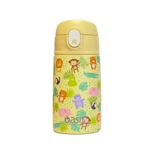 Oasis Kids' Water Bottle with Sipper Silicone Straw 400ML - Safari Buddies