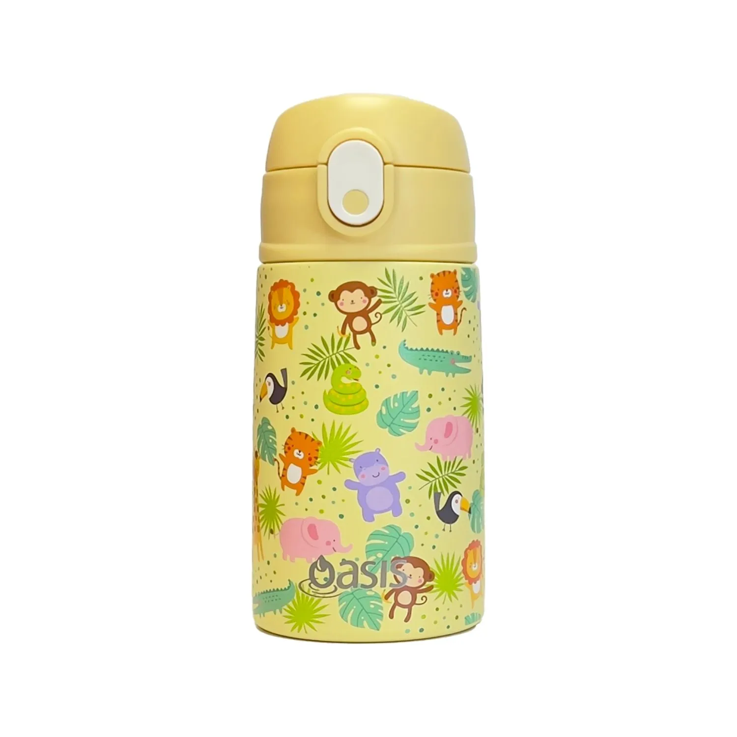 Oasis Kids' Water Bottle with Sipper Silicone Straw 400ML - Safari Buddies