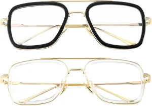 Onrtry Tony Stark Blue Light Blocking Glasses for Men Women Retro Metal Frame Iron Man Spider-Man Eyeglasses