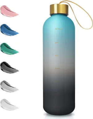 Opard 27oz/32oz Motivational Water Bottle with Time Marker to Drink, Reusable Plastic Bottle with BPA Free Tritan for Gym and Sports