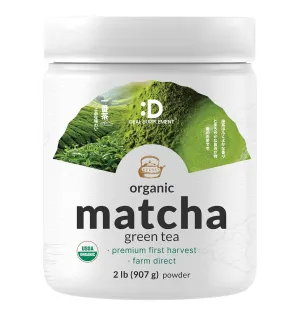 Organic Matcha Green Tea Powder, 2lbs (907g) | Zero Sugar, First Harvest | Culinary Grade, Cafe Mix, Keto Friendly, Genuine Japanese Source, Non-GMO, Vegetarian