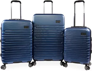 ORIGINAL PENGUIN 3 Piece Expandable Suitcase with Spinner Wheels, Metallic Blue, 3pc Set