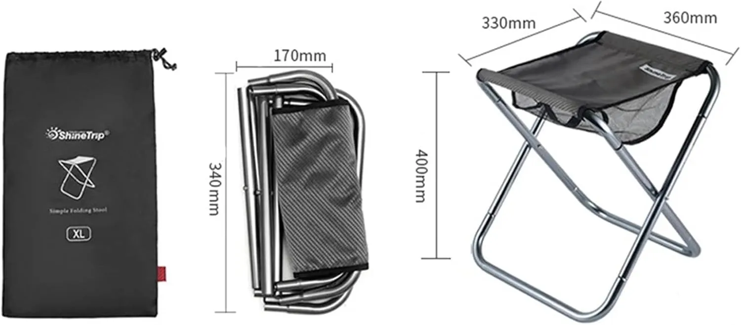 Outdoor Aluminum Alloy Folding Stool Portable Fishing Camping Stool Beach Chair (Size : Dark Gray)
