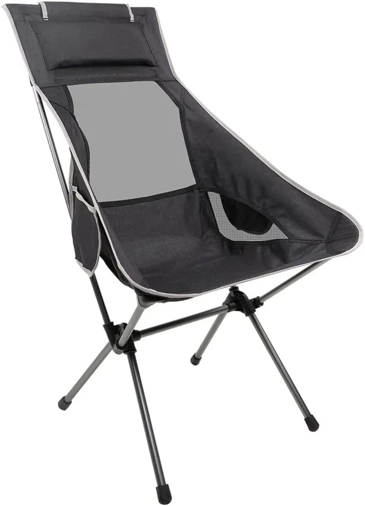 Outdoor Camping Chair Outdoor High Back Camping Chair Portable Folding Seat with Mesh Backrest Camping Fishing Stool with Quilted Pillow Portable Folding Lawn Chairs