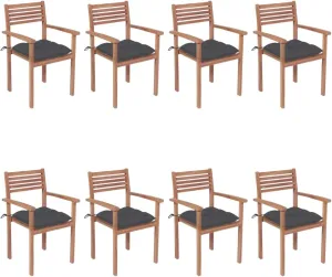 Outdoor Chairs,Zero Gravity Chair,Folding Stool,Stackable Patio Chairs with Cushions 8 pcs Solid Teak WoodFor Gardens, patios, Balconies
