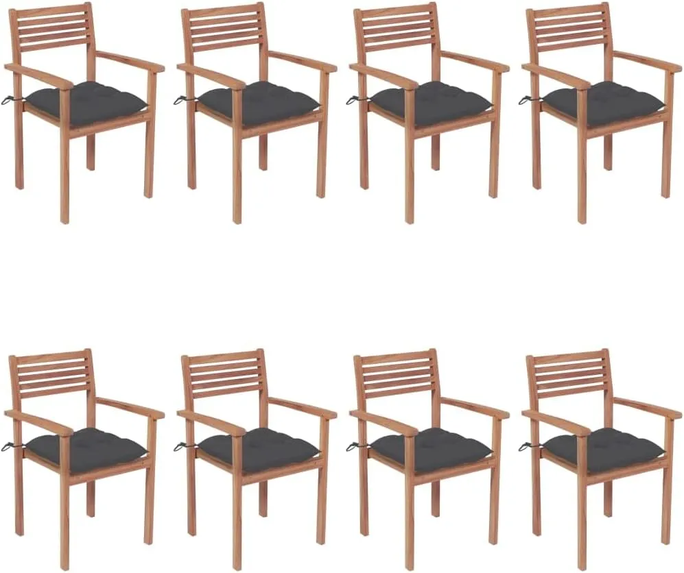 Outdoor Chairs,Zero Gravity Chair,Folding Stool,Stackable Patio Chairs with Cushions 8 pcs Solid Teak WoodFor Gardens, patios, Balconies
