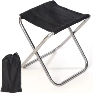 Outdoor Convenient Folding Picnic Camping Stool Mini Storage Fishing Chair Ultra-Light Aluminum Alloy Furniture (Size : Gray)
