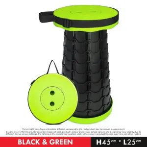 Outdoor Foldable Telescopic Stool - Green   Black