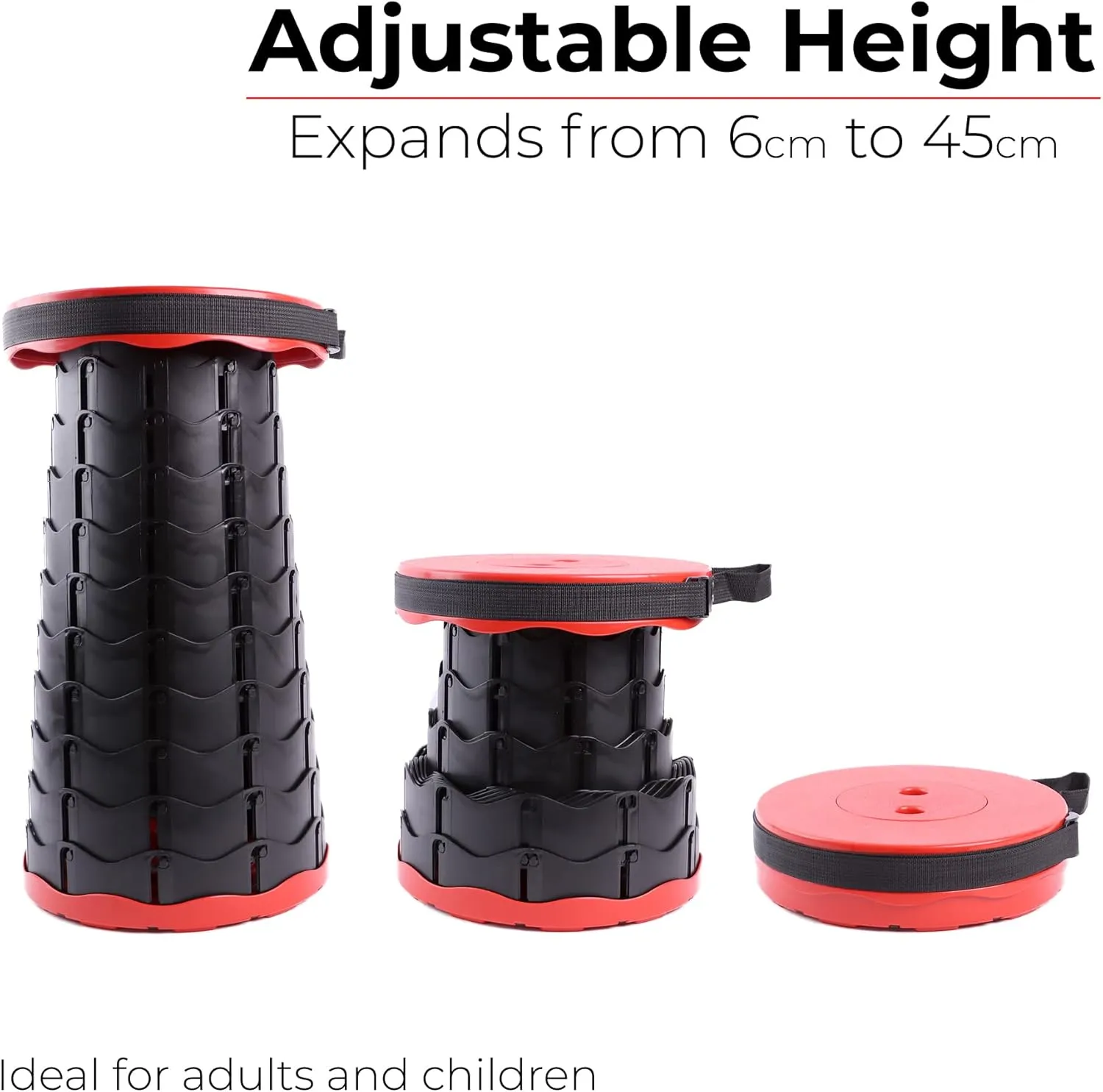 Outdoor Foldable Telescopic Stool - Red   Black