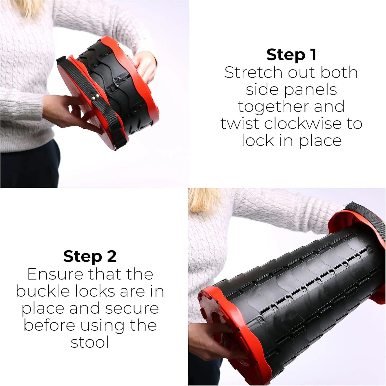 Outdoor Foldable Telescopic Stool - Red   Black
