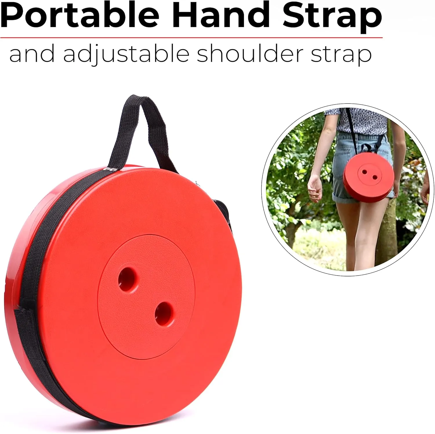 Outdoor Foldable Telescopic Stool - Red   Black