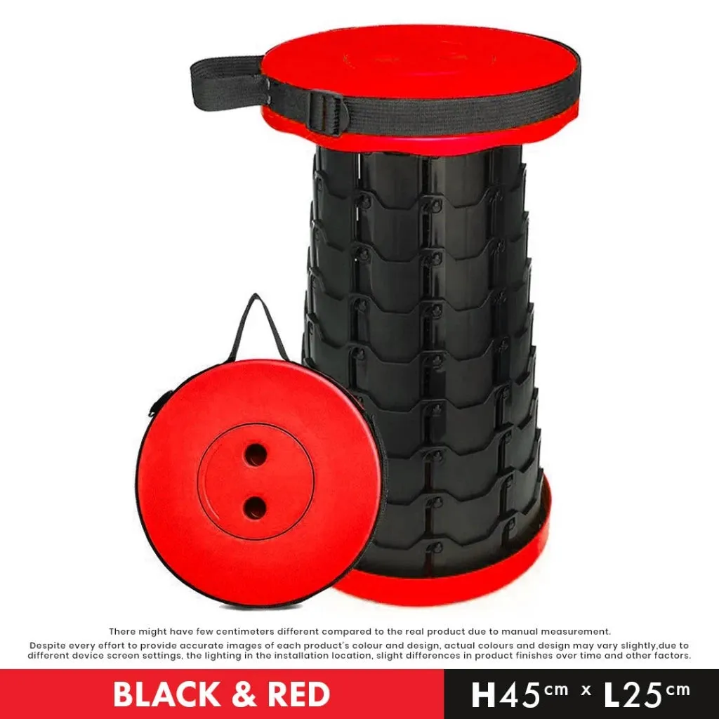 Outdoor Foldable Telescopic Stool - Red   Black