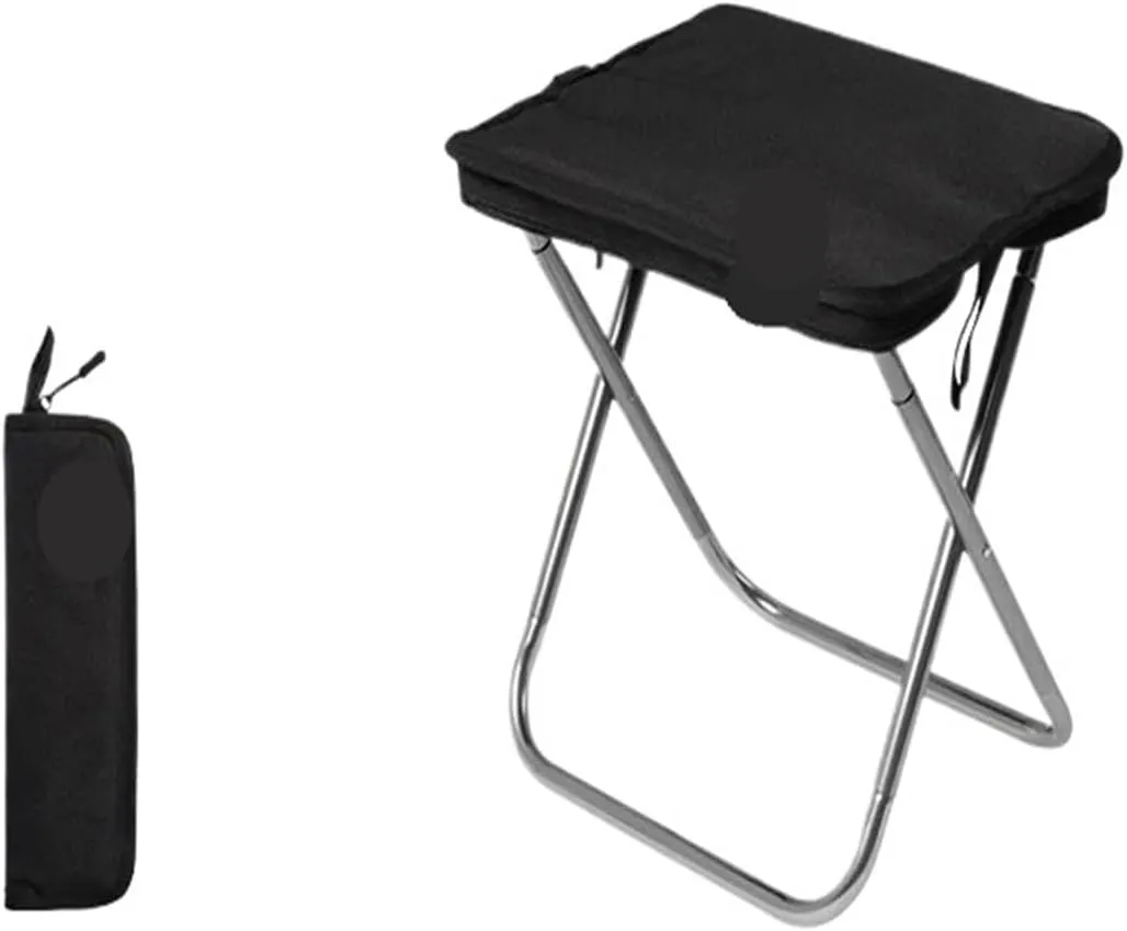 Outdoor Folding Stool Aluminum Folding Stool Outdoor Recreational Camping Picnic Fishing Easy Folding Stool Small Folding Stool(Black)