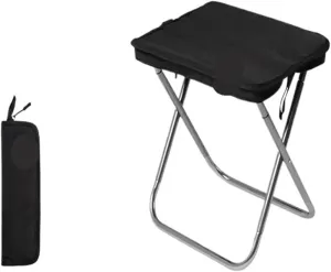 Outdoor Folding Stool Aluminum Folding Stool Outdoor Recreational Camping Picnic Fishing Easy Folding Stool Small Folding Stool(Black)