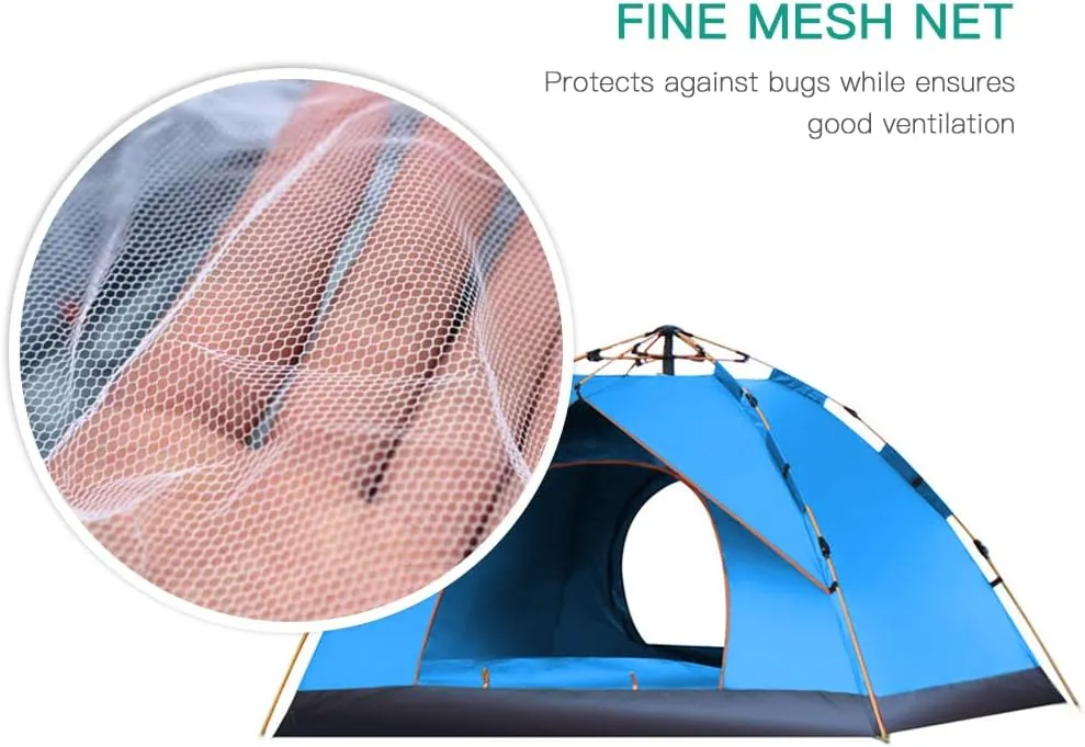 Outdoor Pop Up Tent Water-Resistant Portable Camping Tent for 1-2/3-4 People Family Tent (Dark Green for 3)