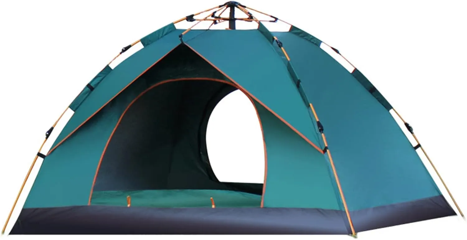 Outdoor Pop Up Tent Water-Resistant Portable Camping Tent for 1-2/3-4 People Family Tent (Dark Green for 3)