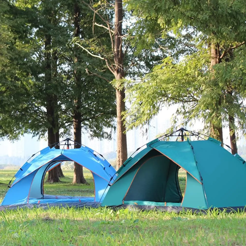 Outdoor Pop Up Tent Water-Resistant Portable Camping Tent for 1-2/3-4 People Family Tent (Dark Green for 3)