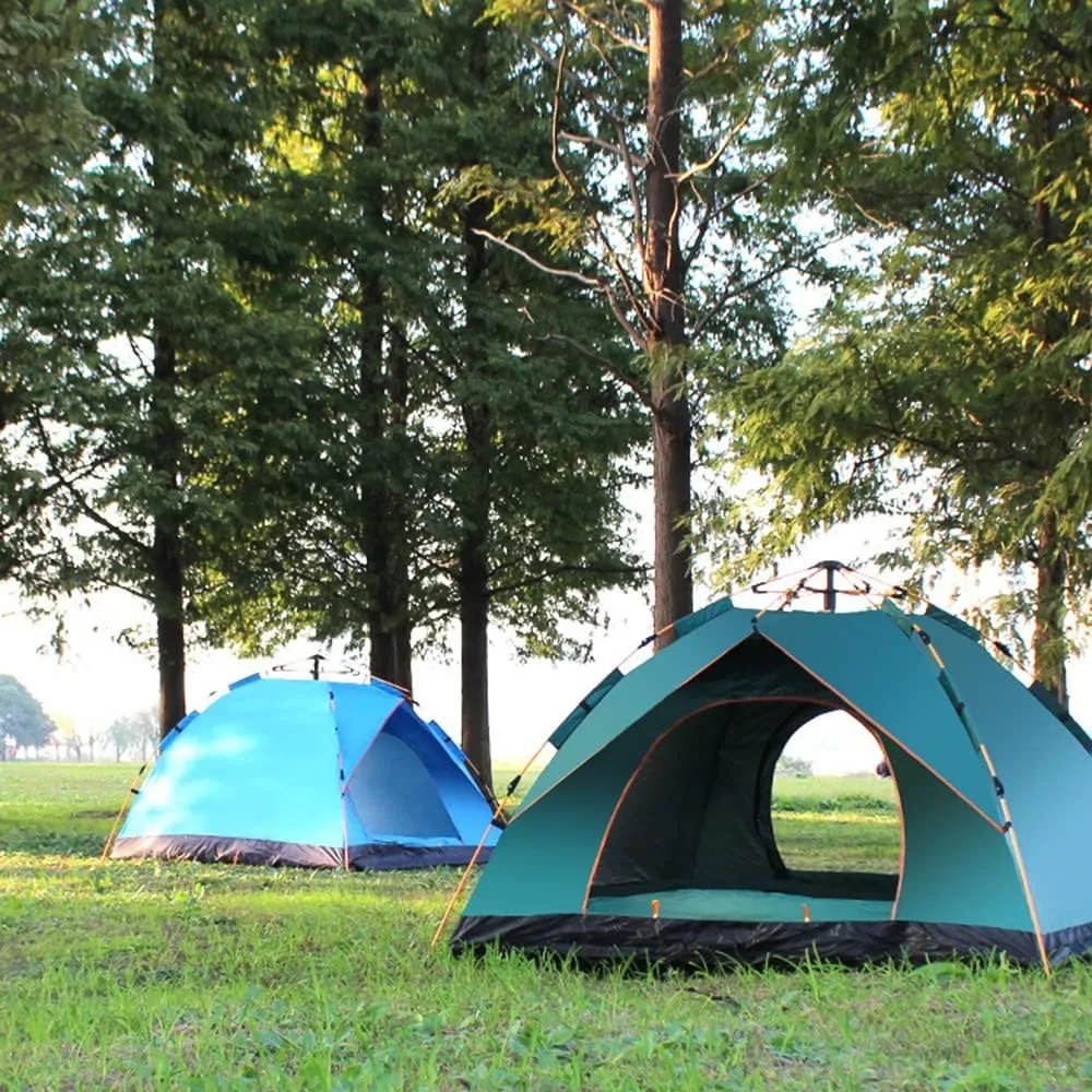 Outdoor Pop Up Tent Water-Resistant Portable Camping Tent for 1-2/3-4 People Family Tent (Dark Green for 3)