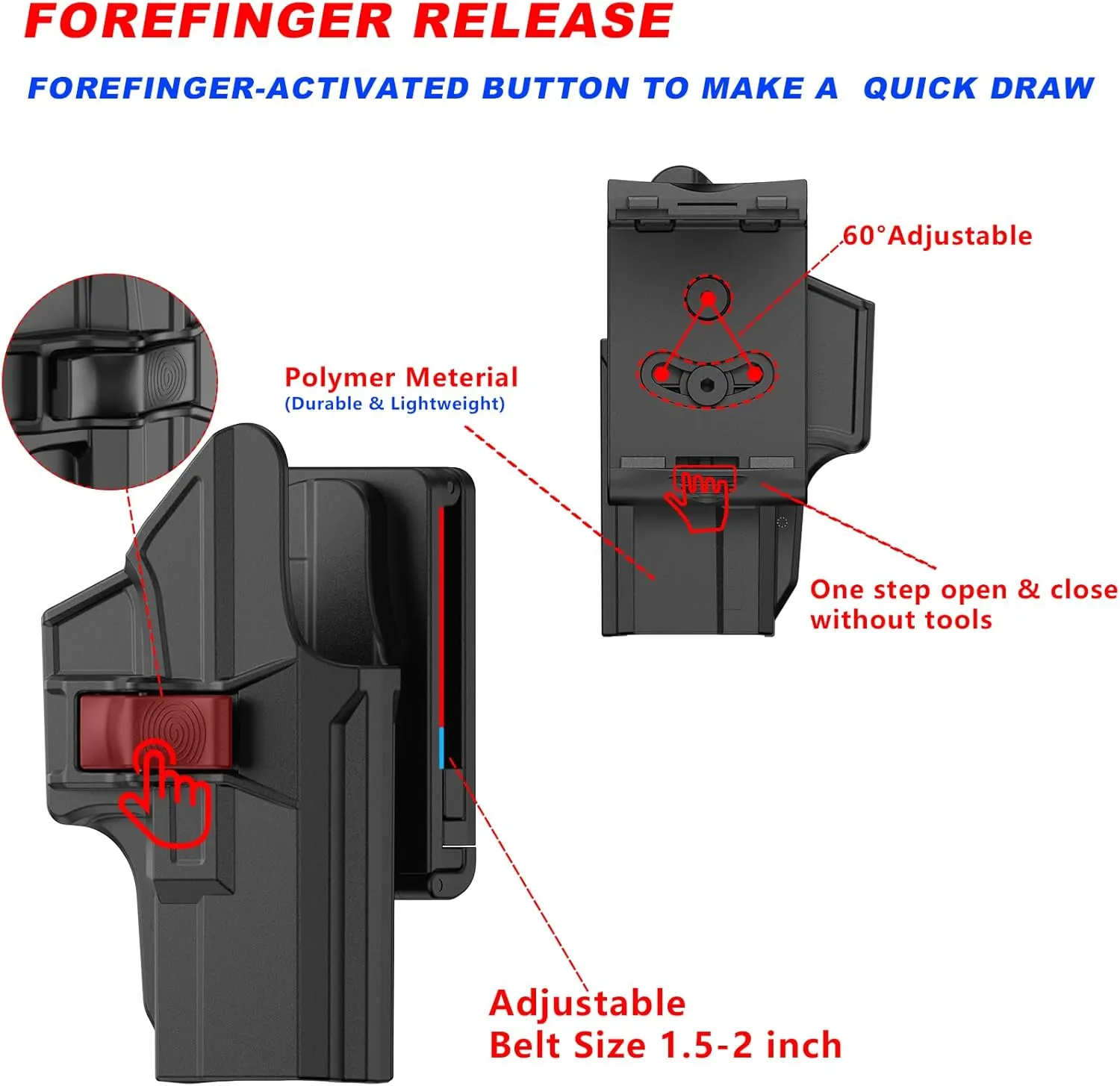 OWB Holster Compatible with Glock 19 19X 44 45 (Gen 1-5), Glock 23/32 (Gen 3-4), Tactical Outside Waistband Paddle Open Carry Belt Custom-Molded Gun Holster, Right-Handed