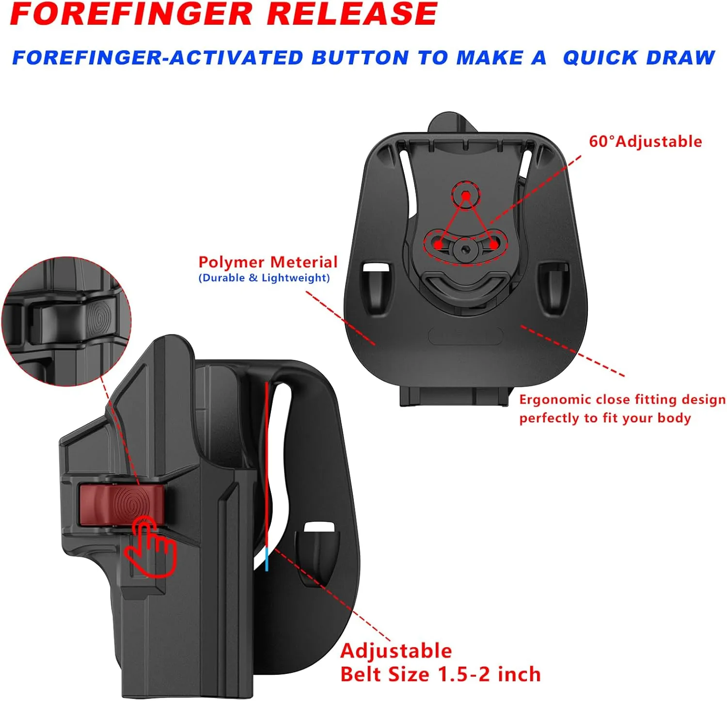 OWB Holster Compatible with Glock 19 19X 44 45 (Gen 1-5), Glock 23/32 (Gen 3-4), Tactical Outside Waistband Paddle Open Carry Belt Custom-Molded Gun Holster, Right-Handed
