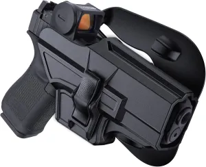 OWB Holster Compatible with Glock 19 19X 44 45 (Gen 1-5), Glock 23/32 (Gen 3-4), Tactical Outside Waistband Paddle Open Carry Belt Custom-Molded Gun Holster, Right-Handed