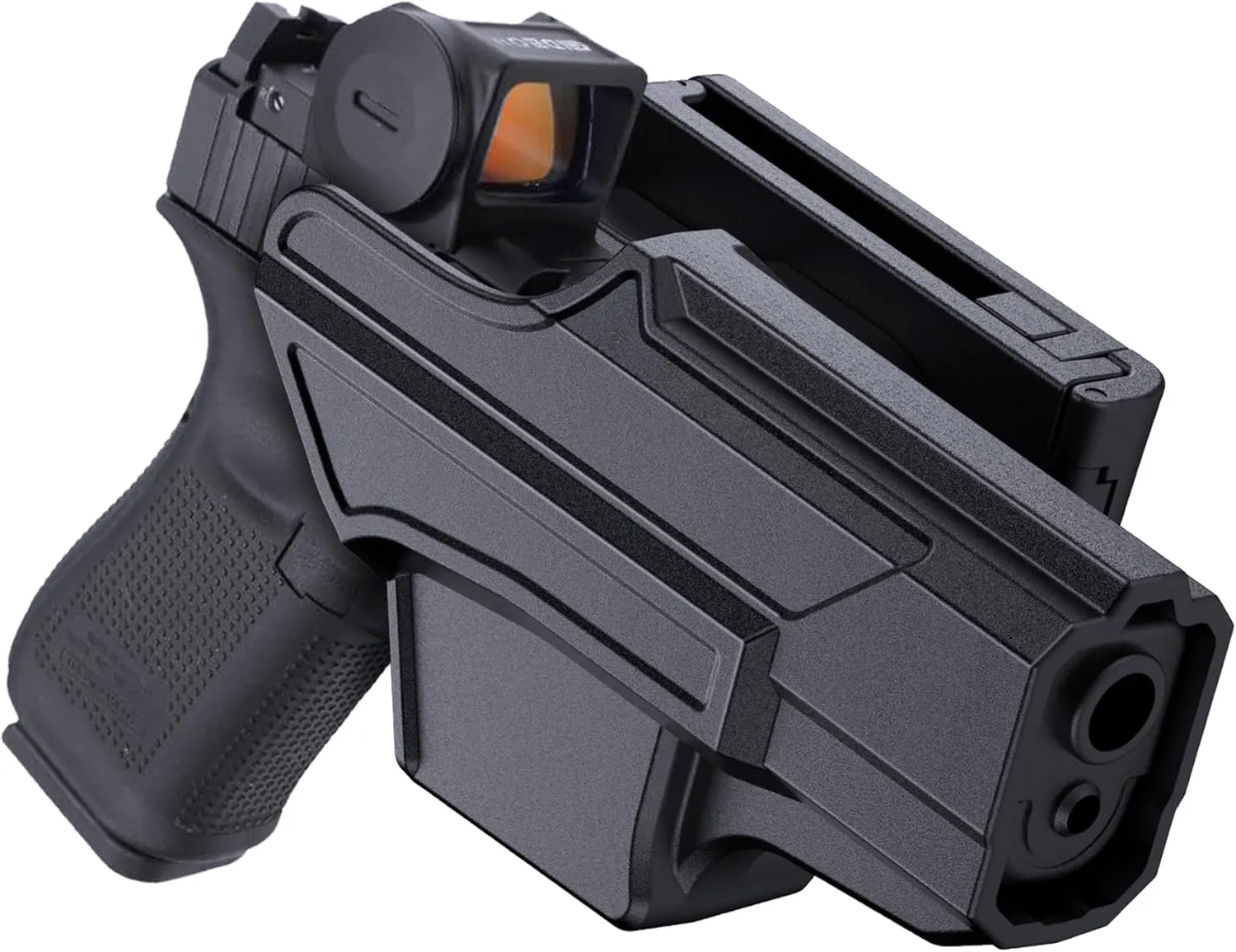 OWB Holster Compatible with Glock 19 19X 44 45 (Gen 1-5), Glock 23/32 (Gen 3-4), Tactical Outside Waistband Paddle Open Carry Belt Custom-Molded Gun Holster, Right-Handed