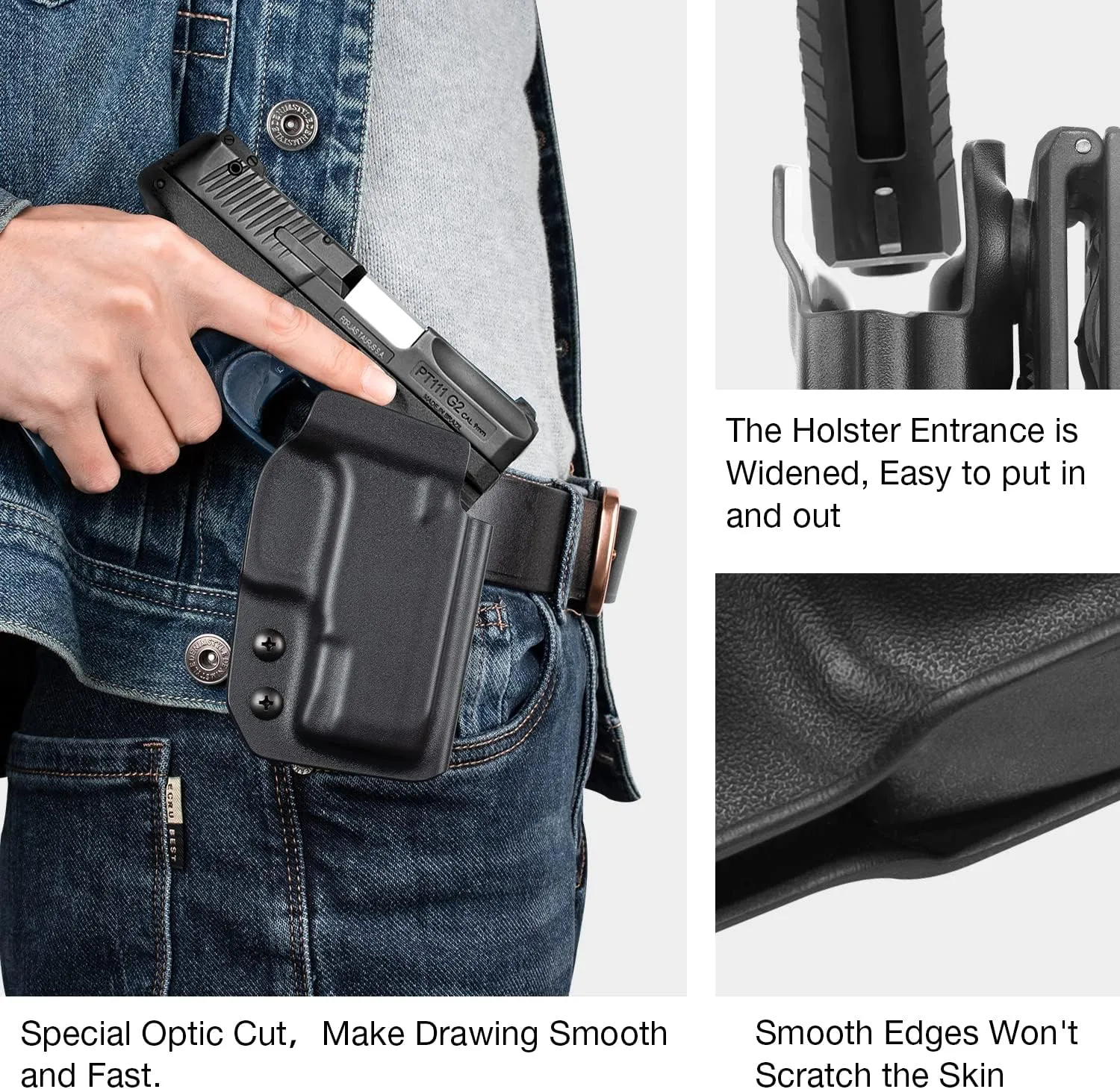 OWB Kydex Holster Fits Glock 43/43X, S&W SD9 VE/SD40 VE, M&P 9MM/.40 M2.0 & Shield with Laser, Springfield Hellcat, Taurus G3C/G2C/PT111/PT140, SCCY CPX-1/CPX-2, 1911 - Red Dot Compatible