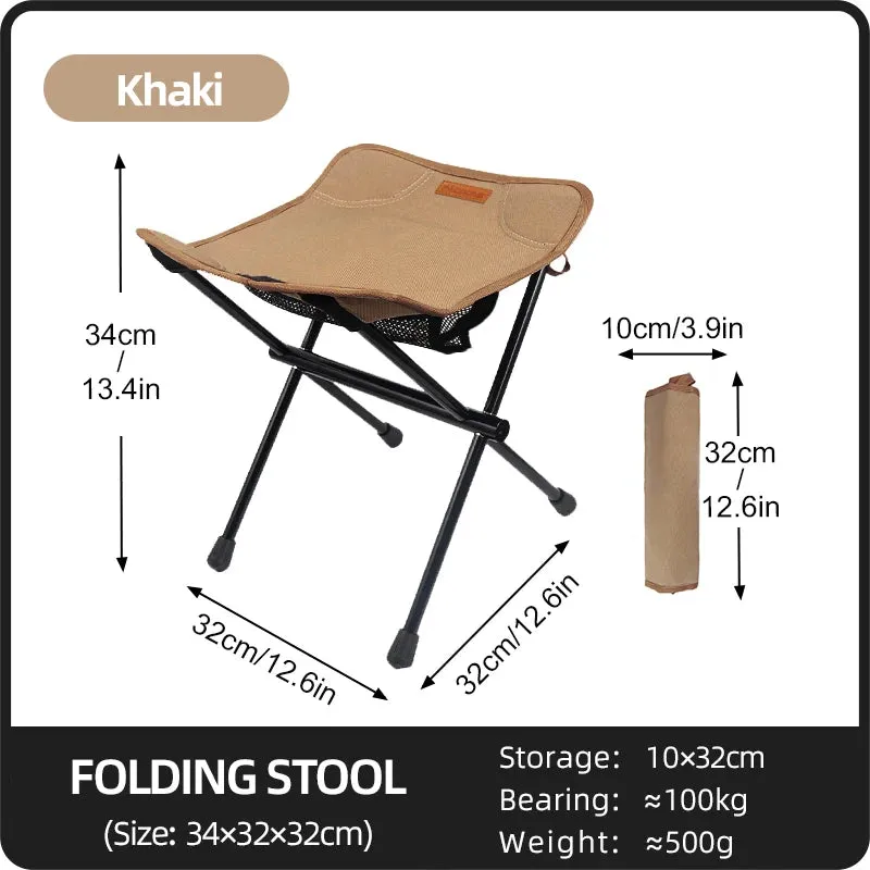 PACOONE Portable Folding Stool Lightweight Aluminum for Camping and Fishing