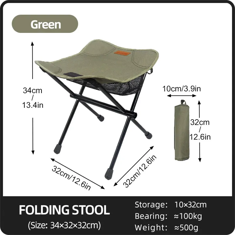 PACOONE Portable Folding Stool Lightweight Aluminum for Camping and Fishing